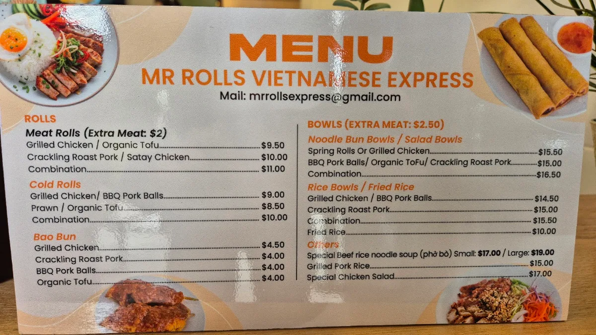 Menu, Mr Rolls Vietnamese