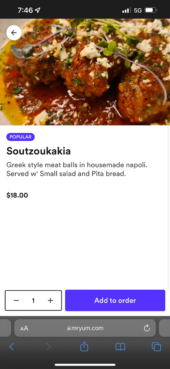 Menu, YASSAS - THE GREEK WAY (EASTLAND)