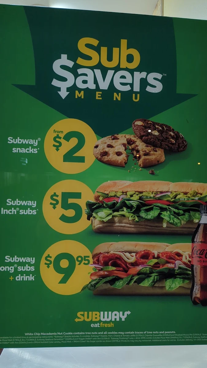 Menu, Subway Bertram