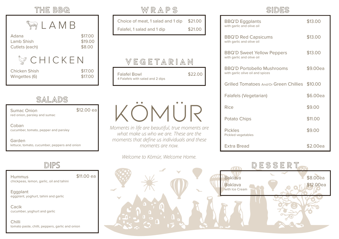 Menu, Komur