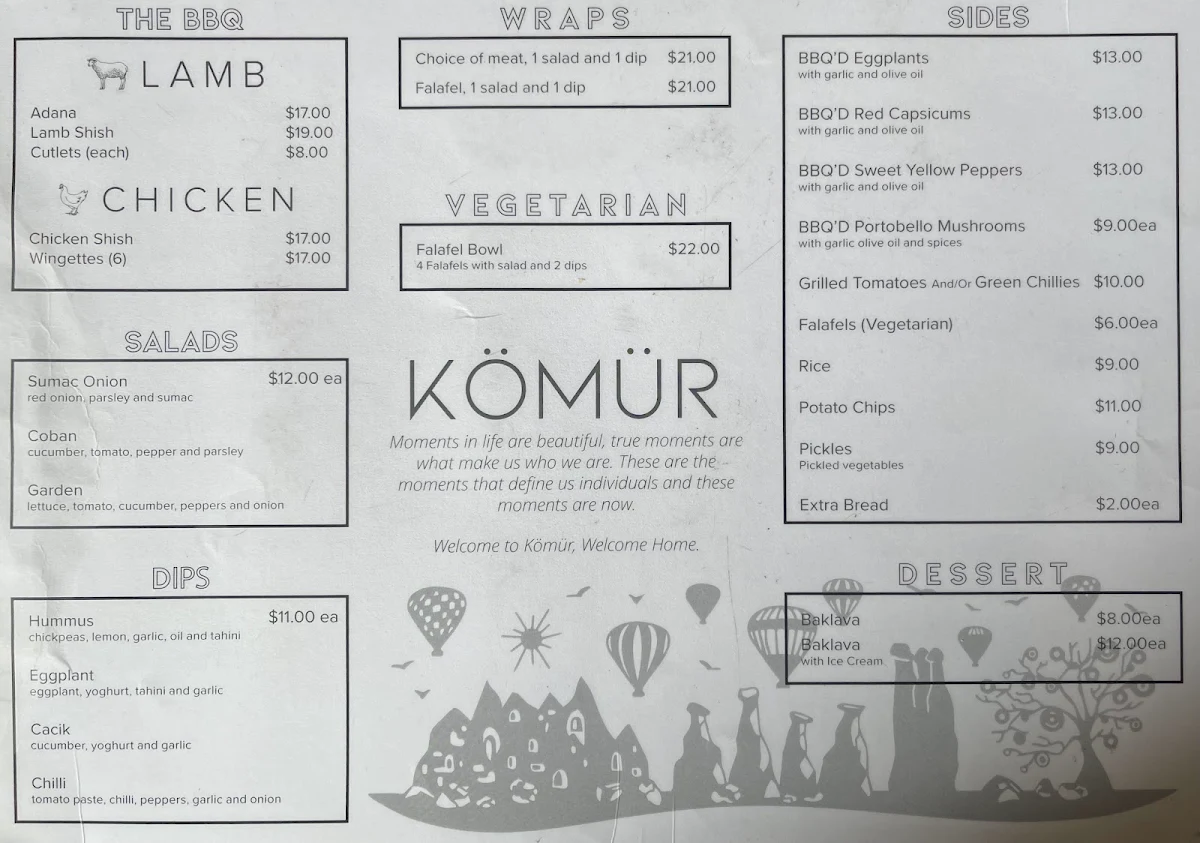 Menu, Komur