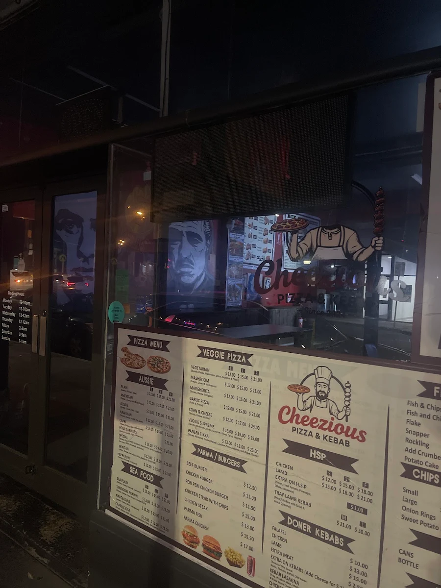 Menu, Cheezious Pizza & Kebab