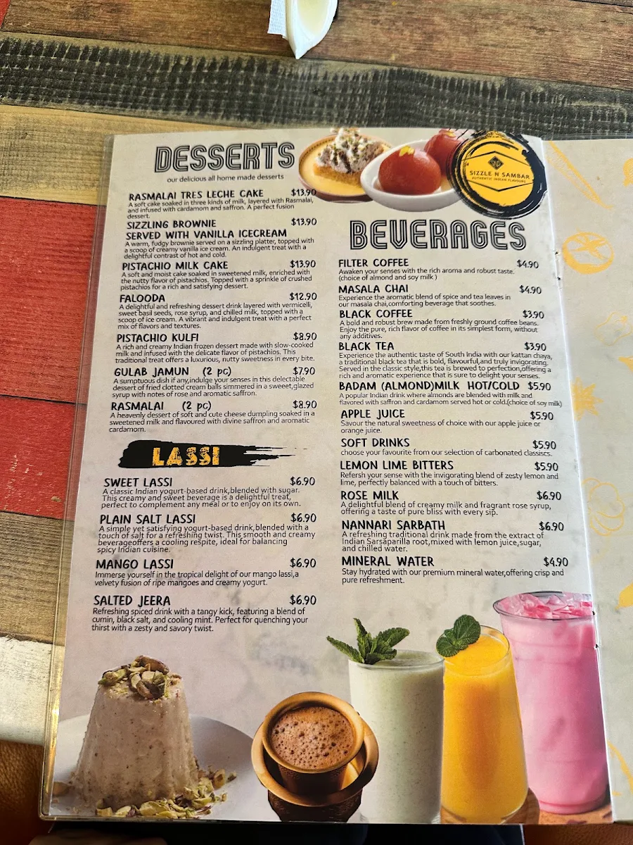 Menu, Sizzle 'N' Sambar ' Nedlands