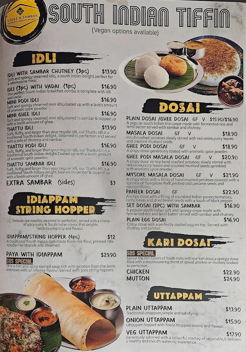Menu, Sizzle 'N' Sambar ' Nedlands