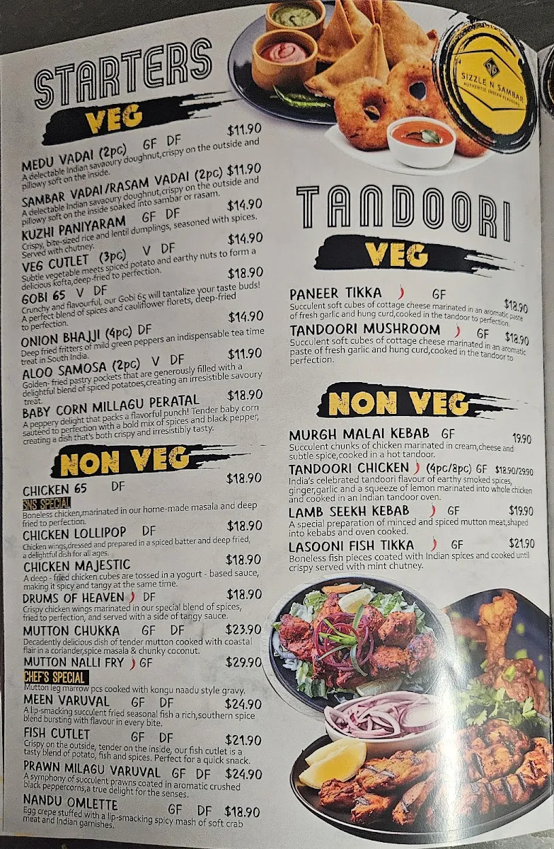 Menu, Sizzle 'N' Sambar ' Nedlands