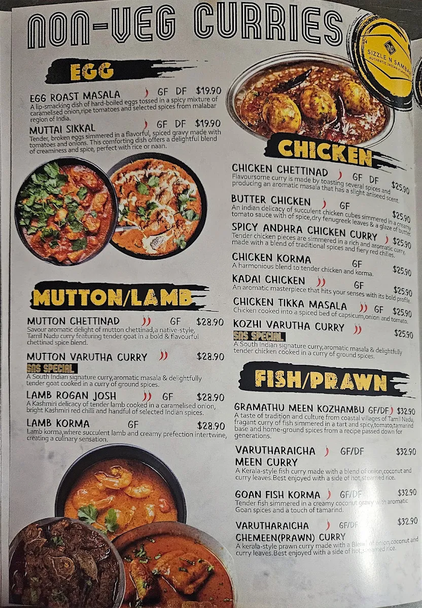 Menu, Sizzle 'N' Sambar ' Nedlands