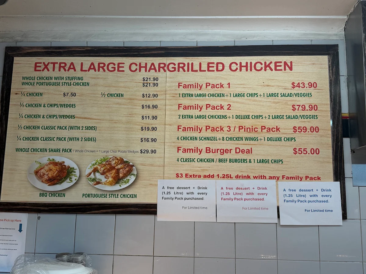 Menu, Rooster & Grill