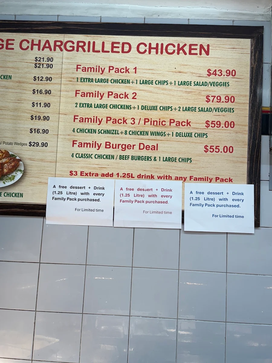 Menu, Rooster & Grill