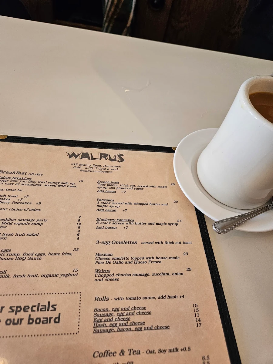 Menu, Walrus