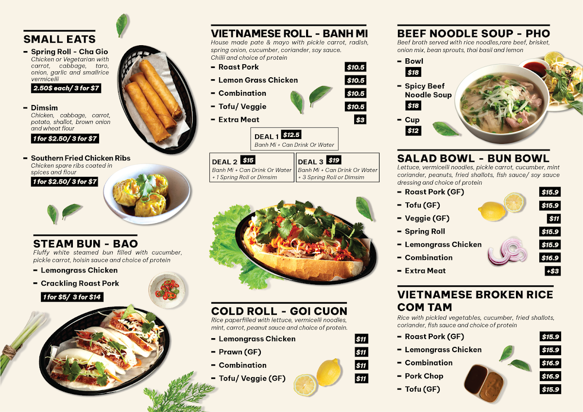 Menu, Little Viet Foodie Morphett Vale