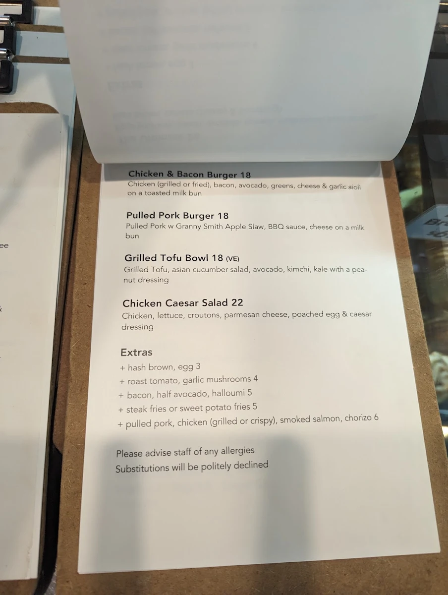Menu, Glee Coffee Roasters Erina Heights