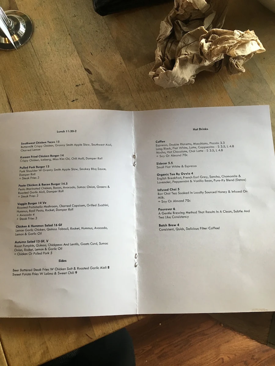 Menu, Glee Coffee Roasters Erina Heights