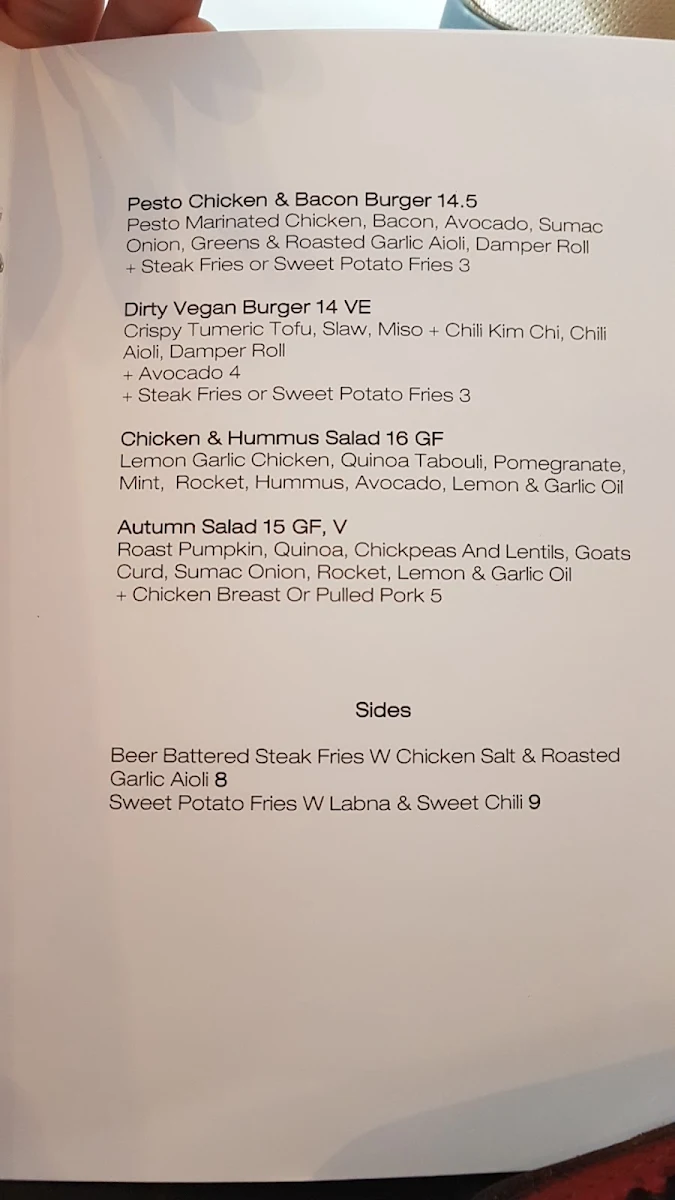 Menu, Glee Coffee Roasters Erina Heights