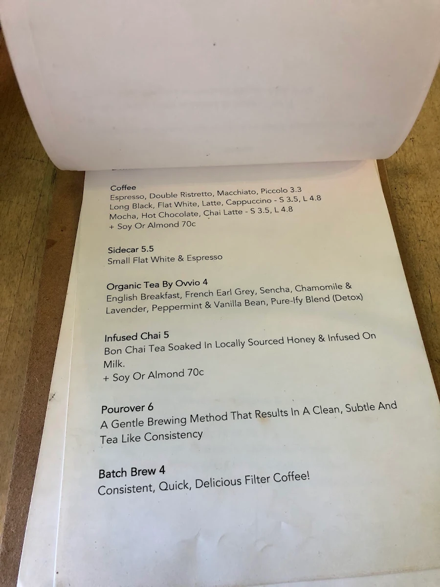 Menu, Glee Coffee Roasters Erina Heights