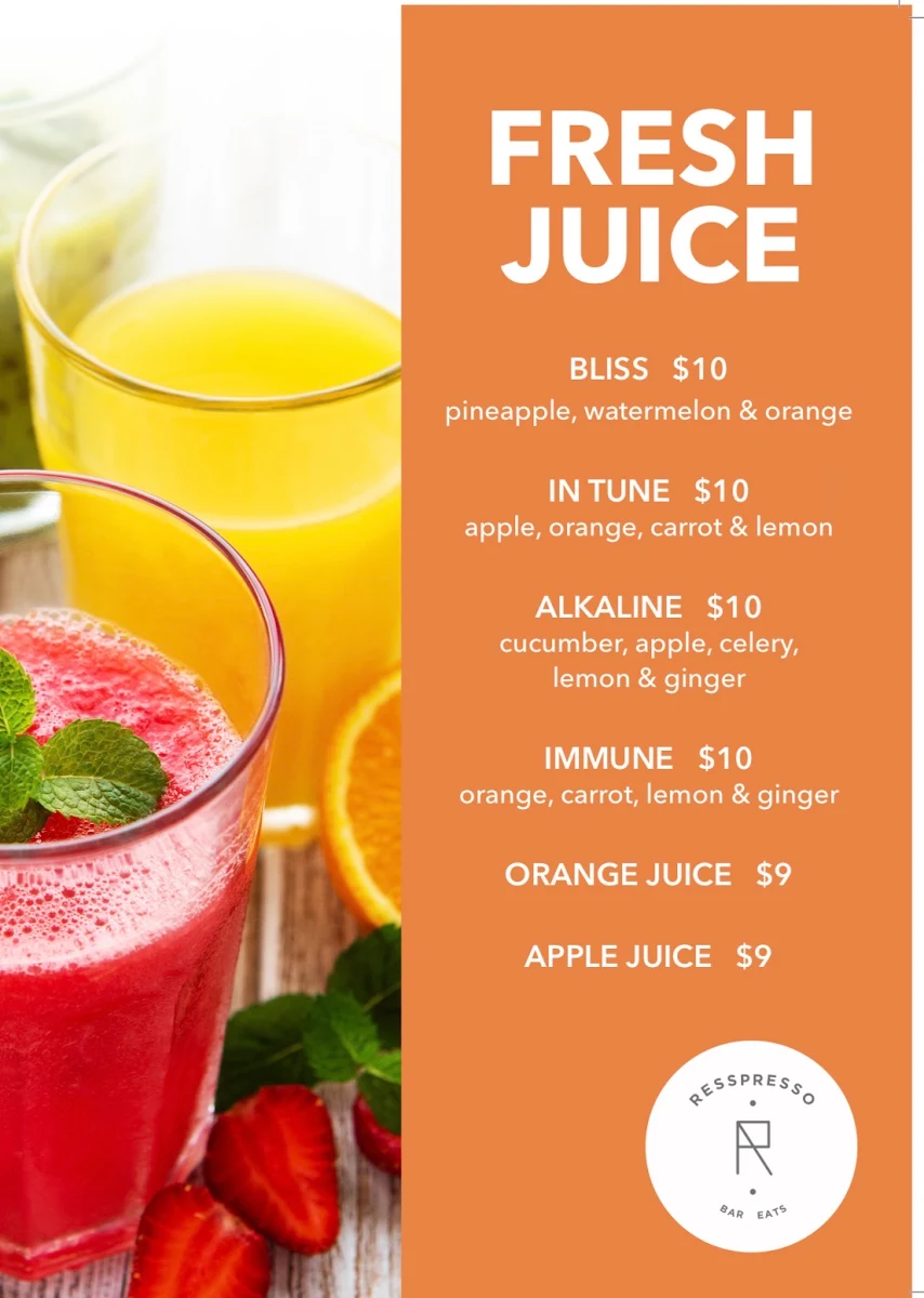 Menu, Resspresso