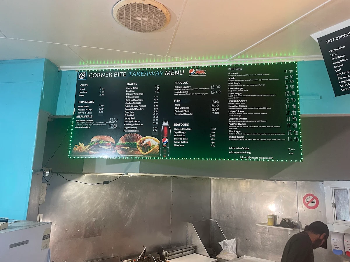 Menu, Corner Bite Fish And Chips Lenah Valley