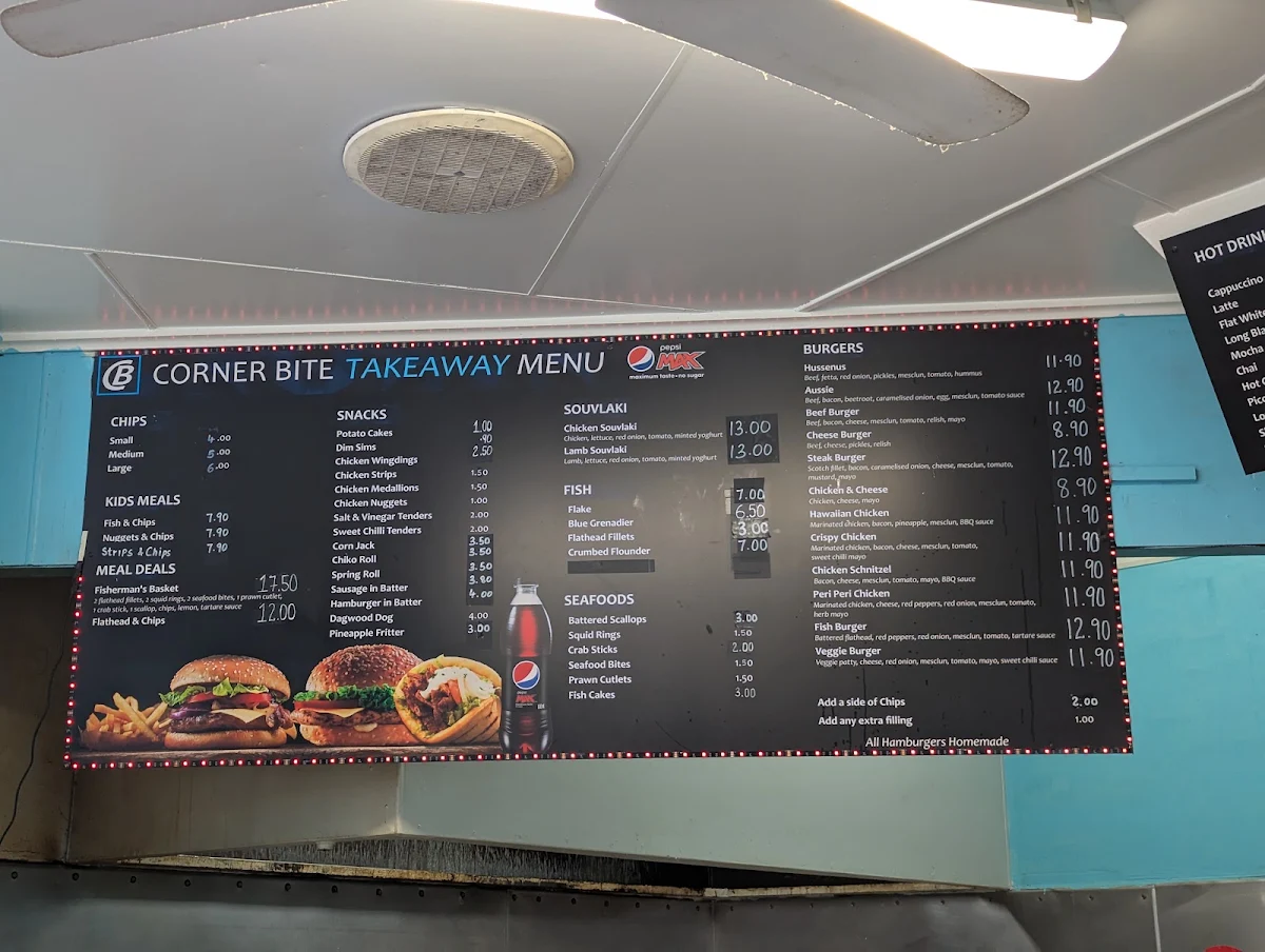 Menu, Corner Bite Fish And Chips Lenah Valley