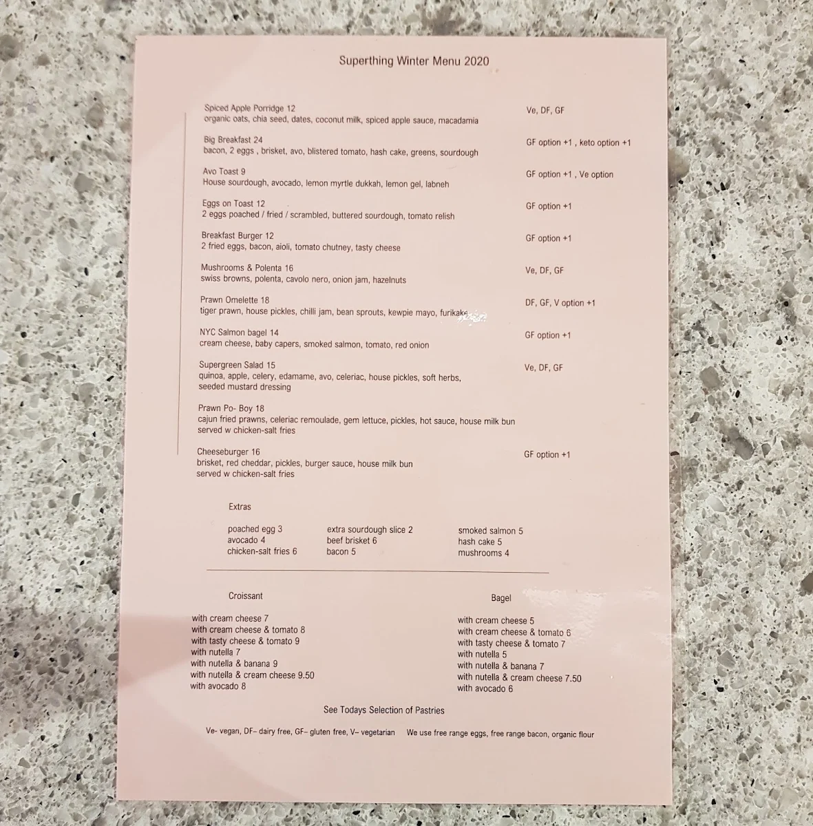 Menu, Superthing