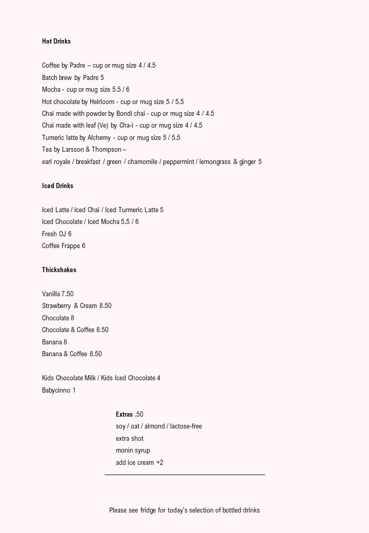 Menu, Superthing