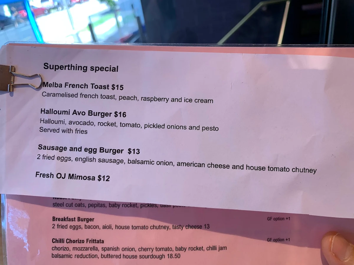 Menu, Superthing
