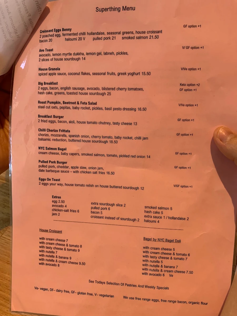 Menu, Superthing