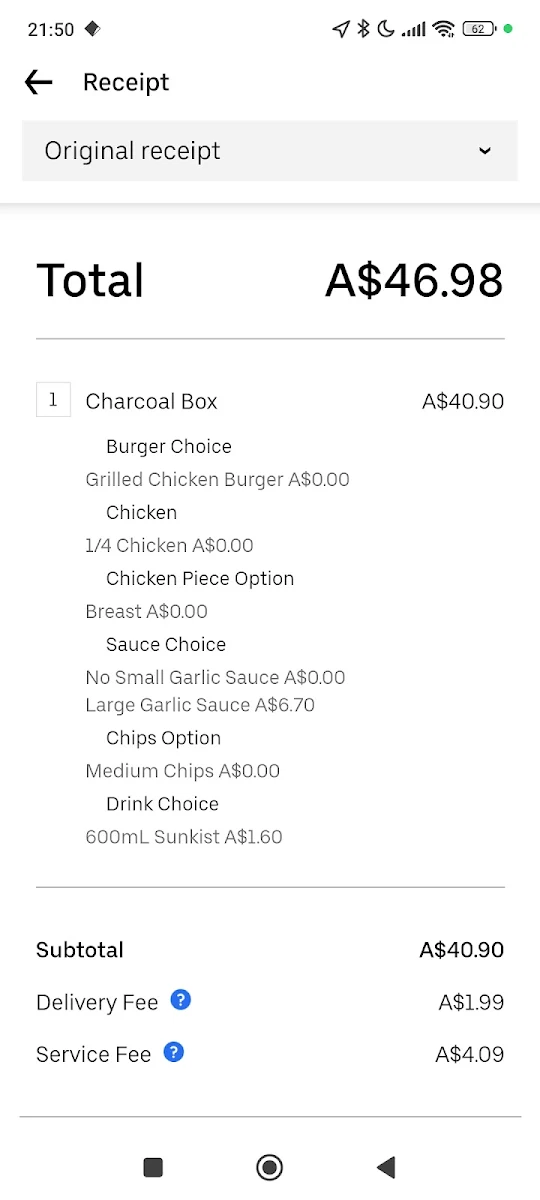 Menu, El Jannah Chicken Bayswater North
