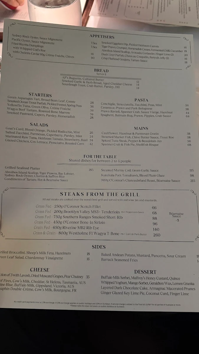 Menu, Eleven Barrack