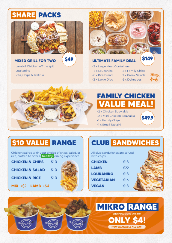 Menu, Souvlaki GR Werribee