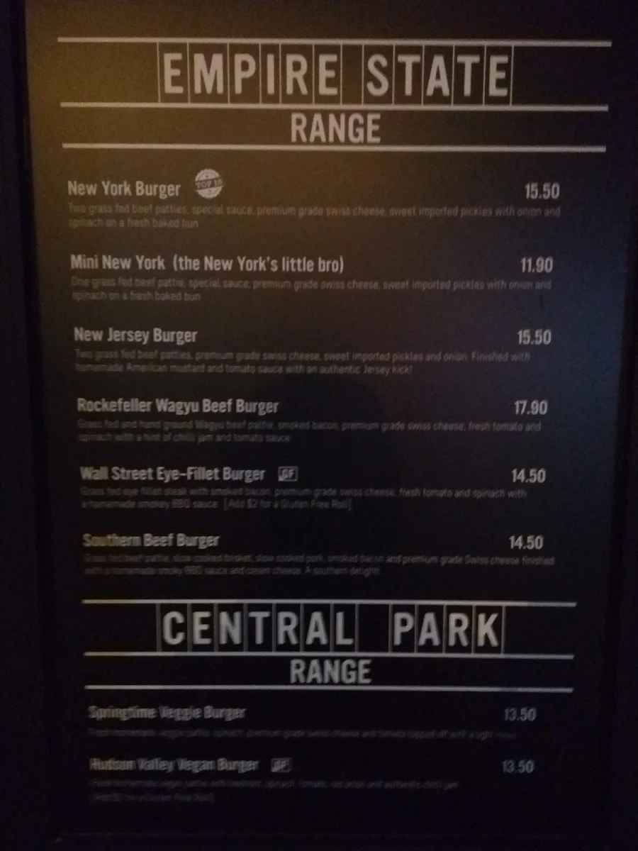 Menu, New York Minute