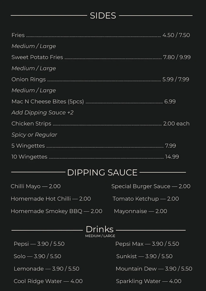 Menu, New York Minute