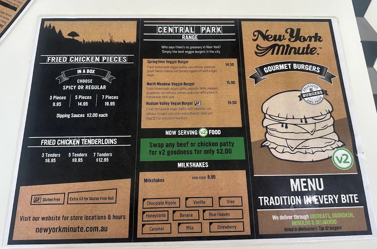 Menu, New York Minute
