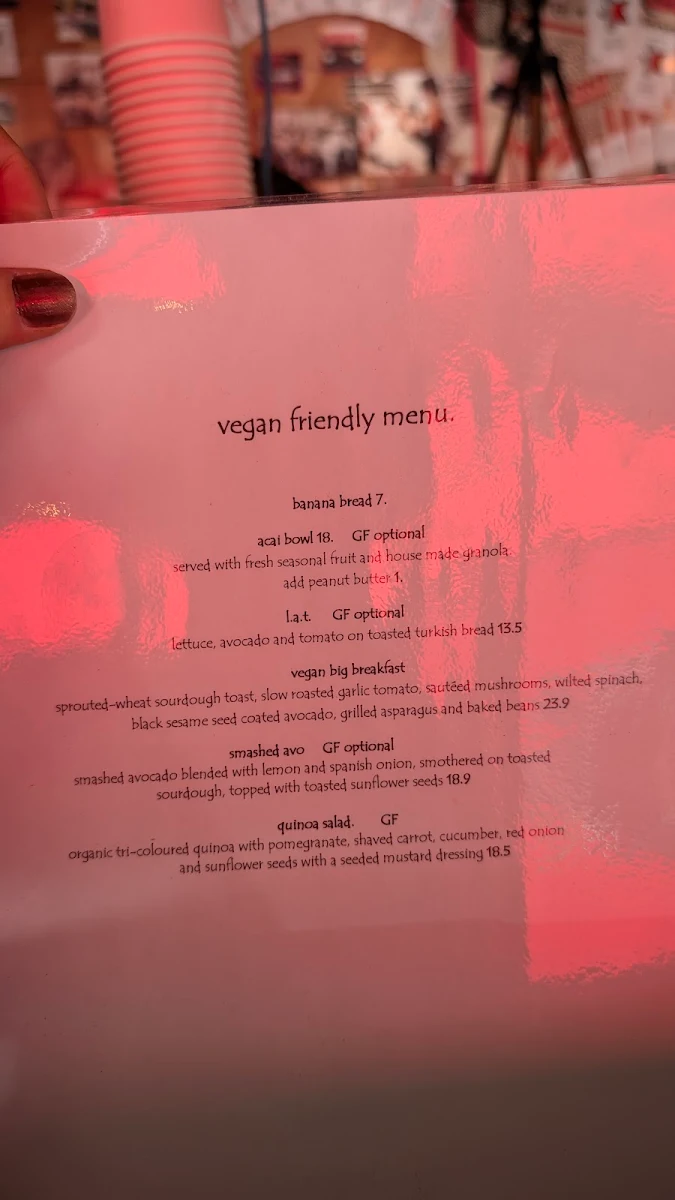 Menu, Cafe Alfons