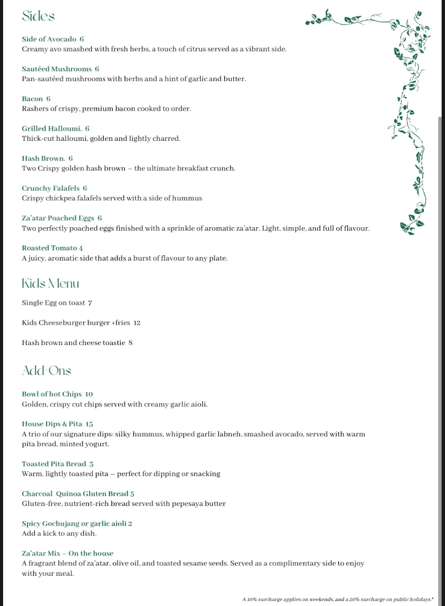 Menu, Urban Sips
