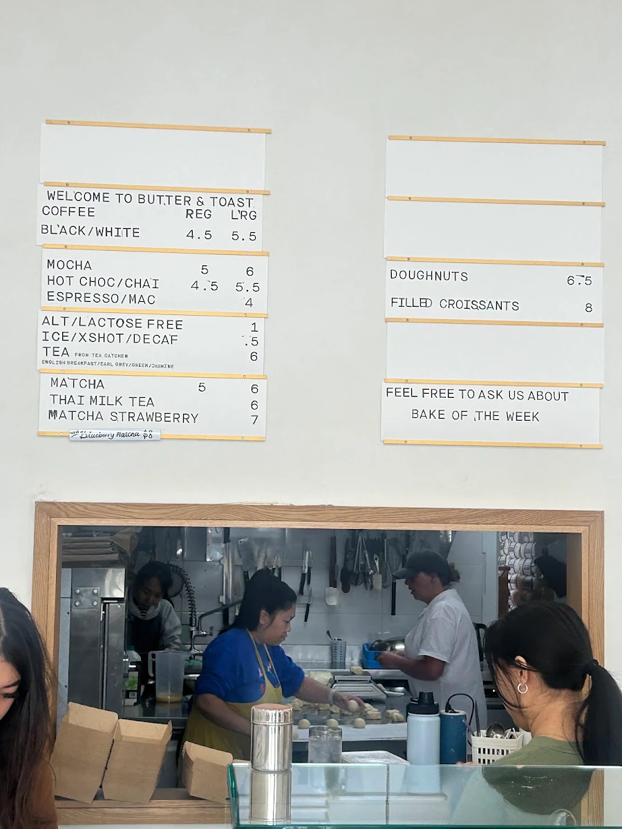 Menu, Butter and toast