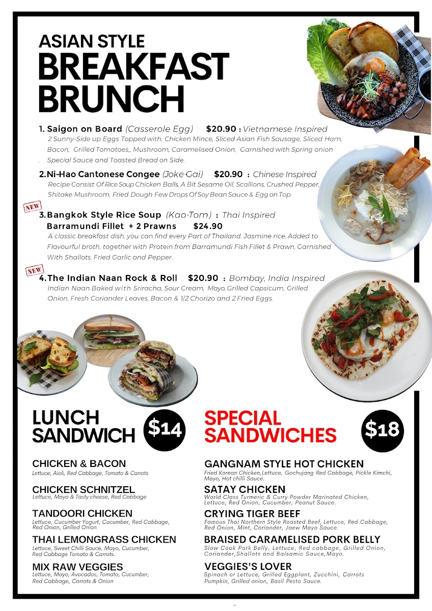 Menu, The Again & Again cafe and restaurant