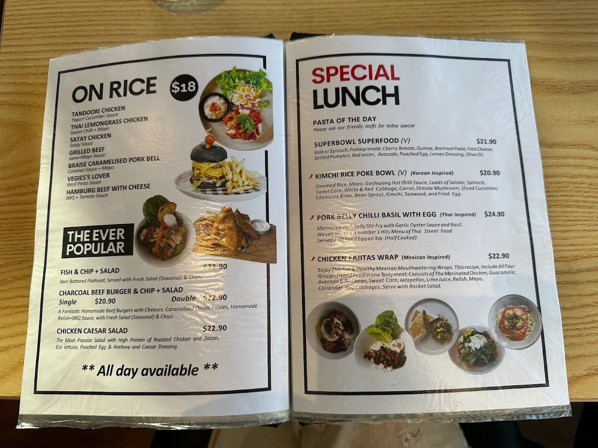 Menu, The Again & Again cafe and restaurant