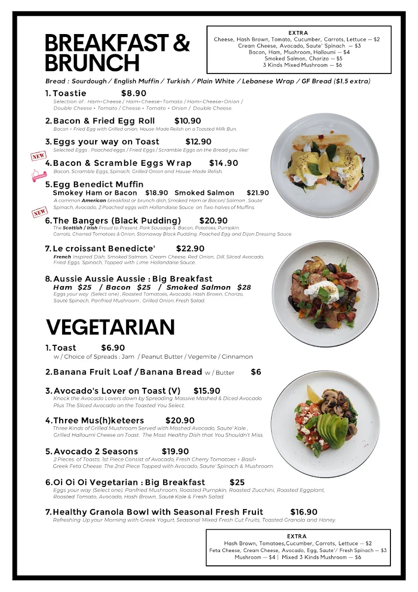 Menu, The Again & Again cafe and restaurant