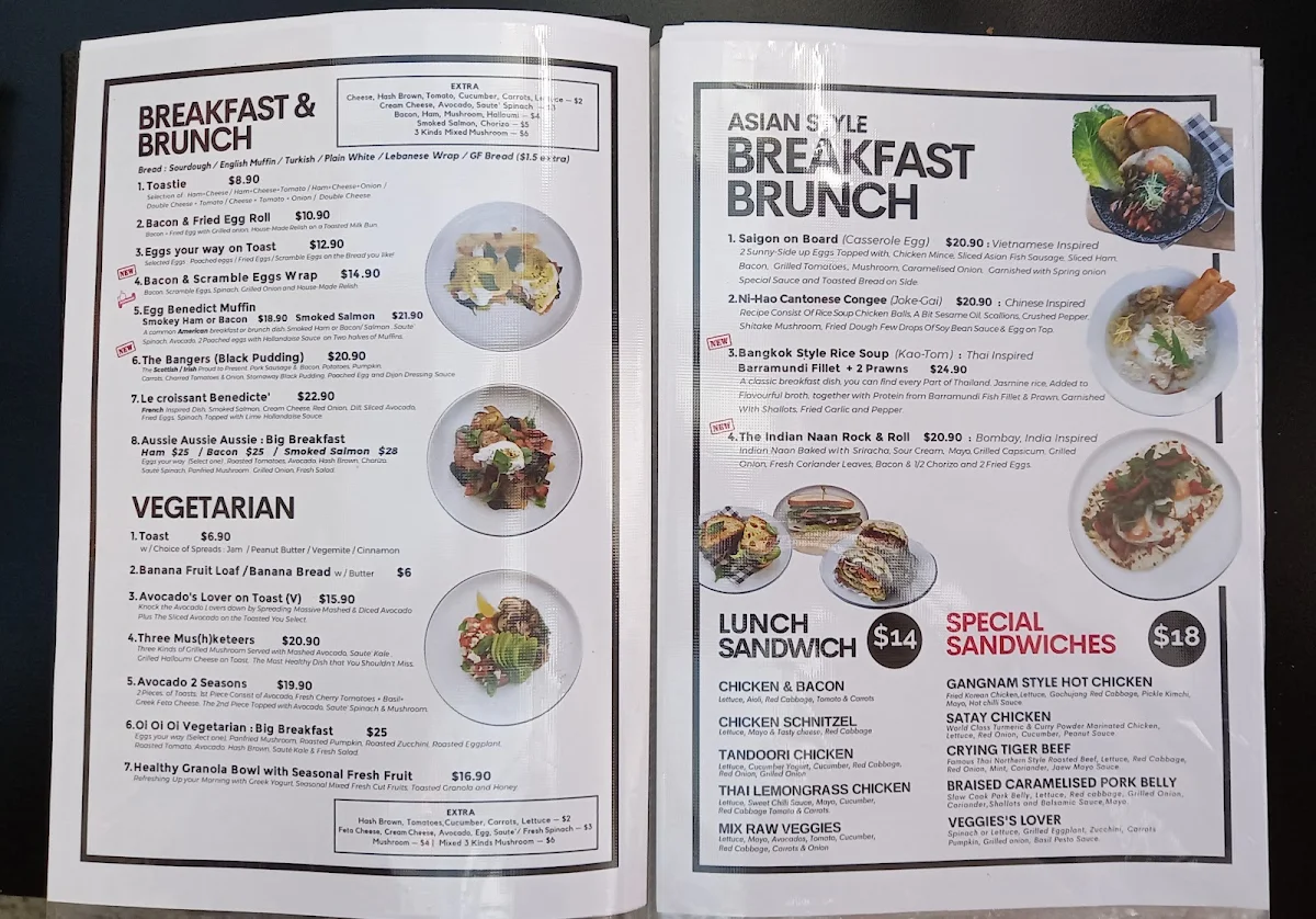 Menu, The Again & Again cafe and restaurant