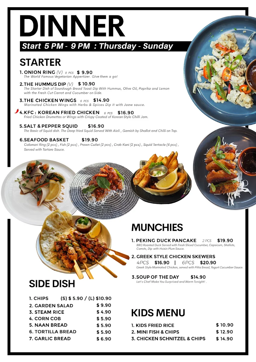Menu, The Again & Again cafe and restaurant