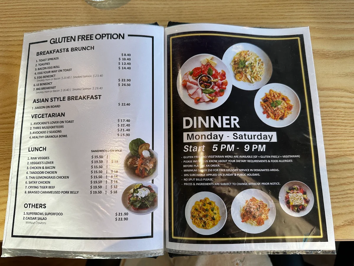 Menu, The Again & Again cafe and restaurant