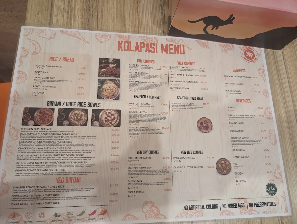 Menu, Kolapasi Indian Restaurant In Brisbane