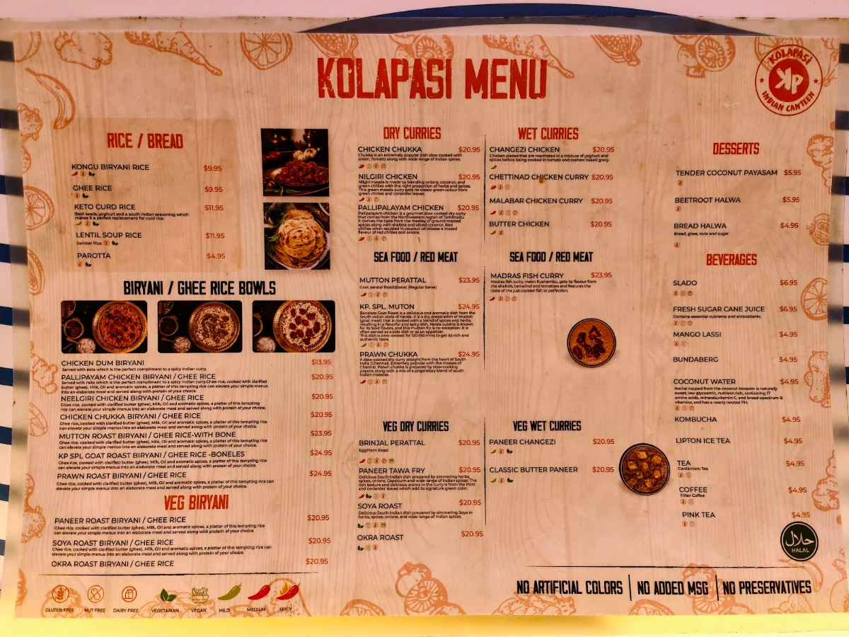 Menu, Kolapasi Indian Restaurant In Brisbane