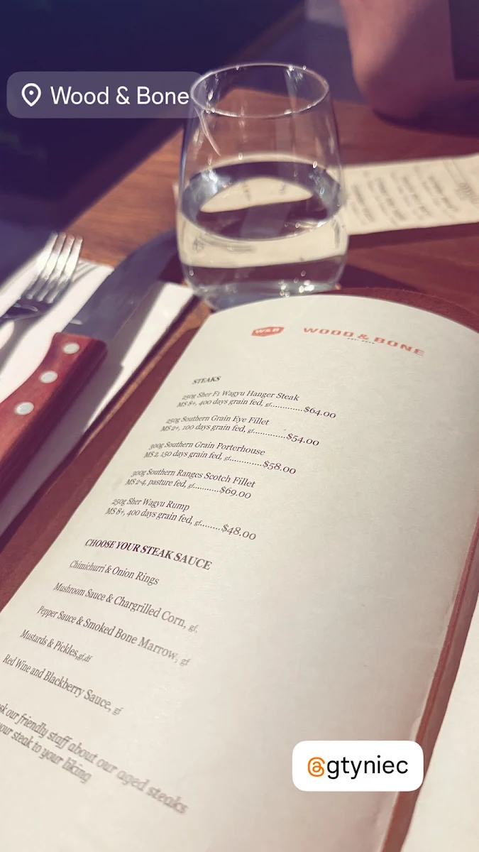 Menu, Wood & Bone