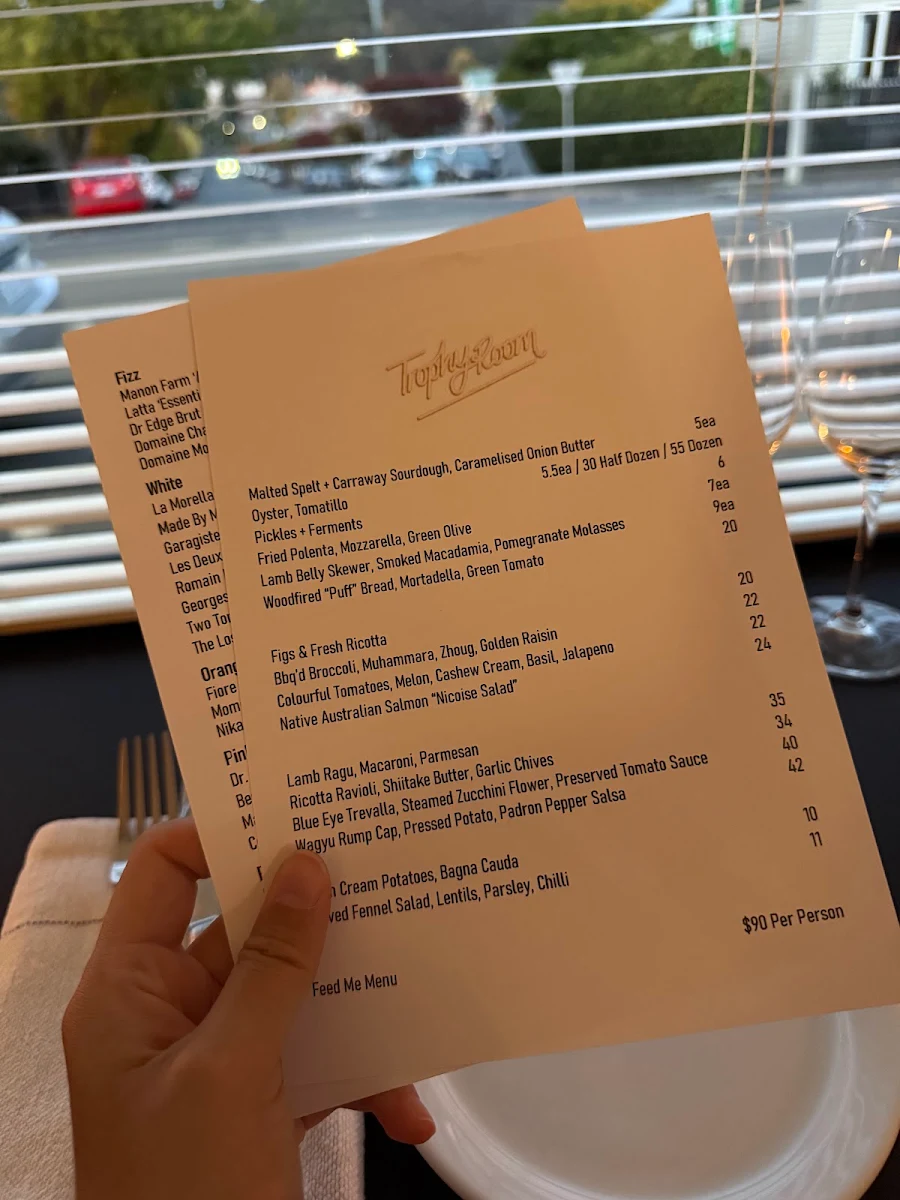 Menu, Trophy Room