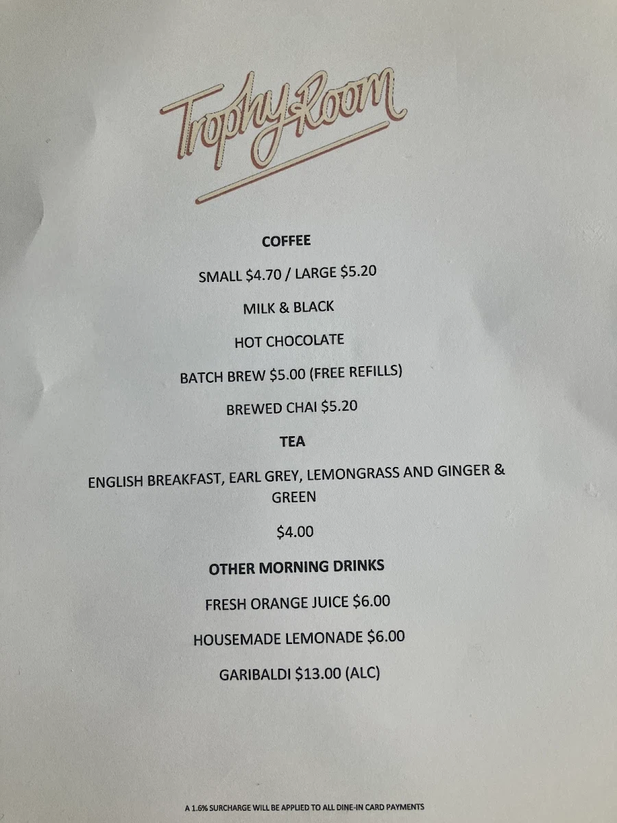 Menu, Trophy Room