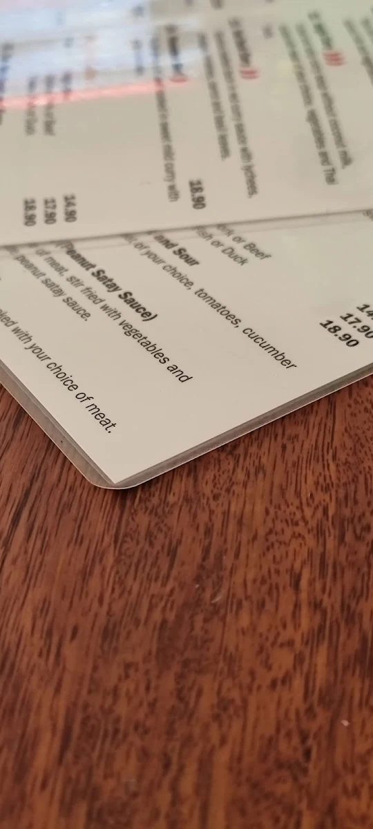 Menu, Tilli Thai by Sanook