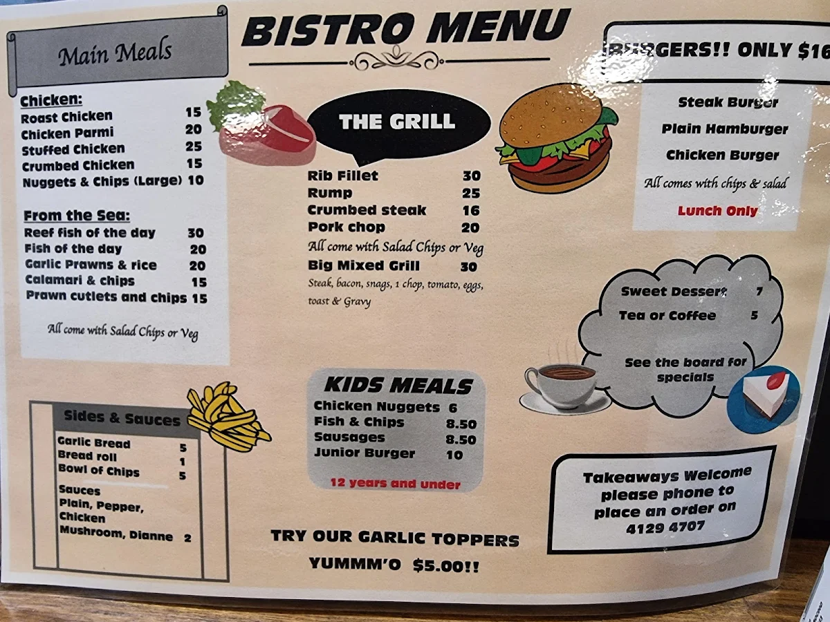 Menu, Miners Arms Hotel