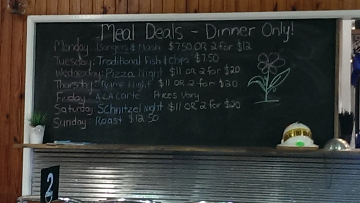 Menu, Miners Arms Hotel