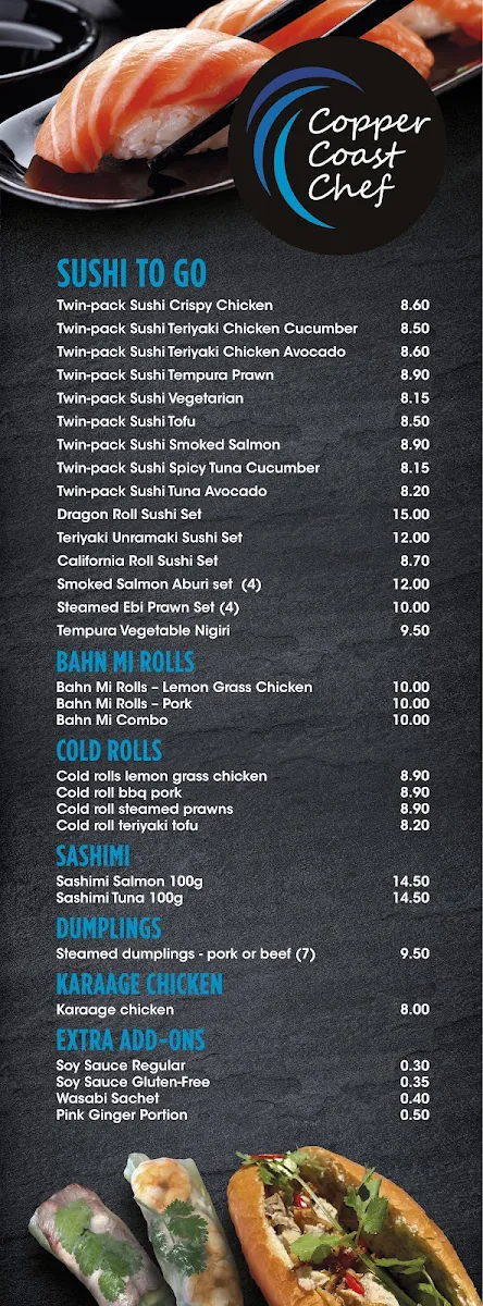 Menu, Copper Coast Chef