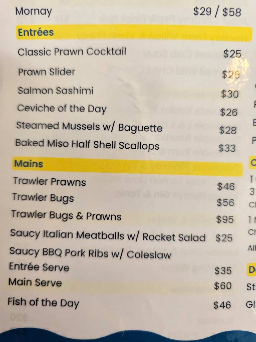 Menu, Holy Ship Restaurant & Bar